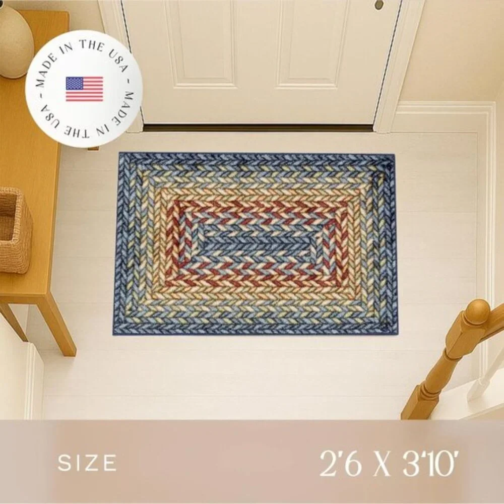 2.6 x 3.10ft Marion Bohemian Braided Rug, Washable Non-Slip Carpet for Entryway